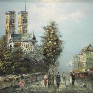 M. Sandor, Signed & Letter of Authenticity Original Oil City Scape