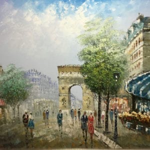 Paris Scene Oil on Board, Beautifully Framed