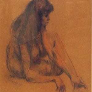 Signed, Cydney Grossman, Pastel Portrait of Nude Woman