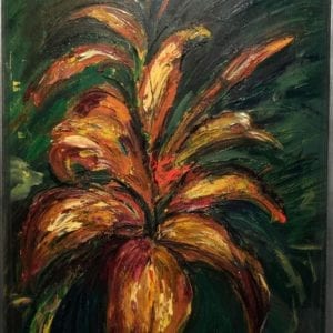 Elliot Fallas, Signed Oil, "Flower Power"