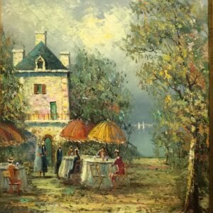Tumpe, Signed Oil Ladies Lunching Framed