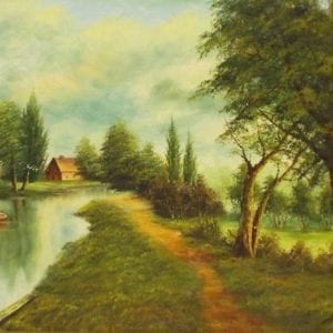 De Barker Oil On Canvas Landscape In Gilt Frame