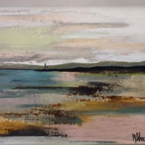 Signed Abstract Print, Coastal Scene On Board