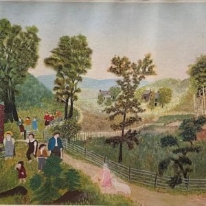 Pencil Signed And Numbered Hand Colored Print, School House with Children