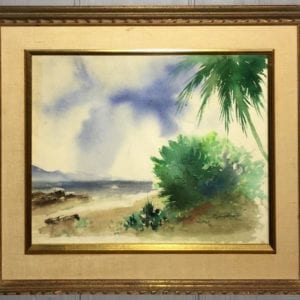 Signed Watercolor Beach Scene