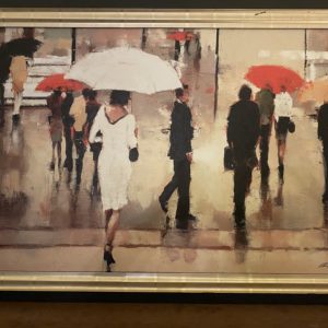 Signed Figurative Oil City Scape